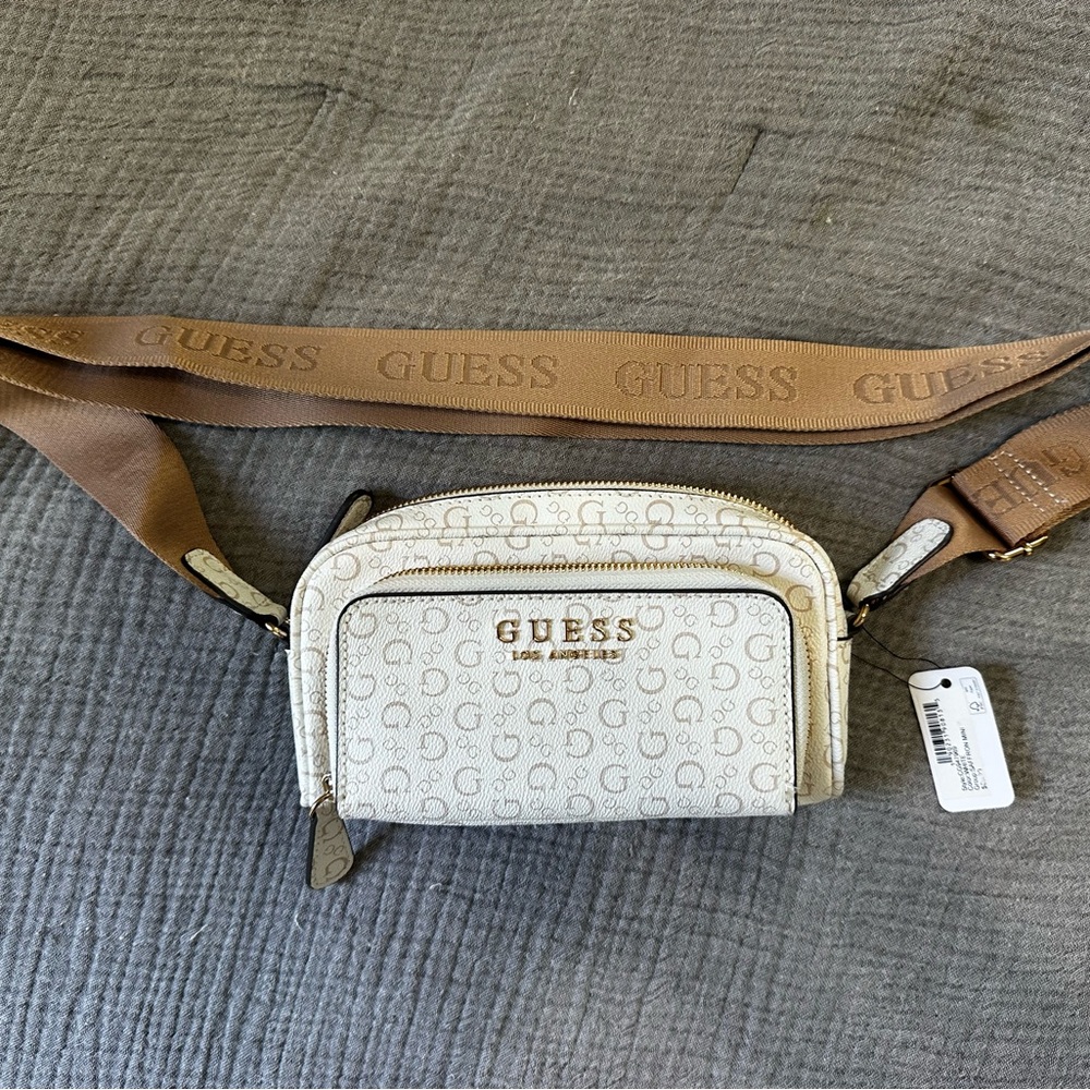 Guess Cream and Tan Crossbody Bag